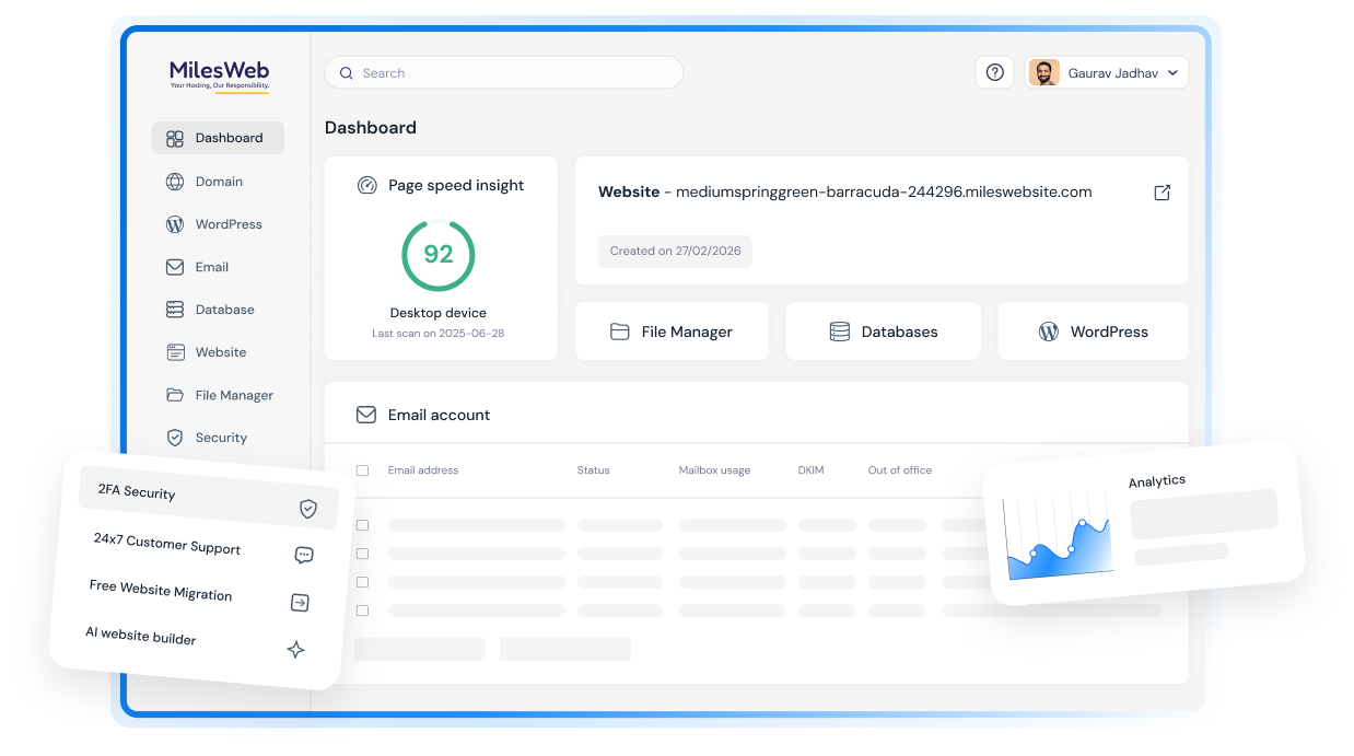 Manage everything from one dashboard | MilesWeb India
