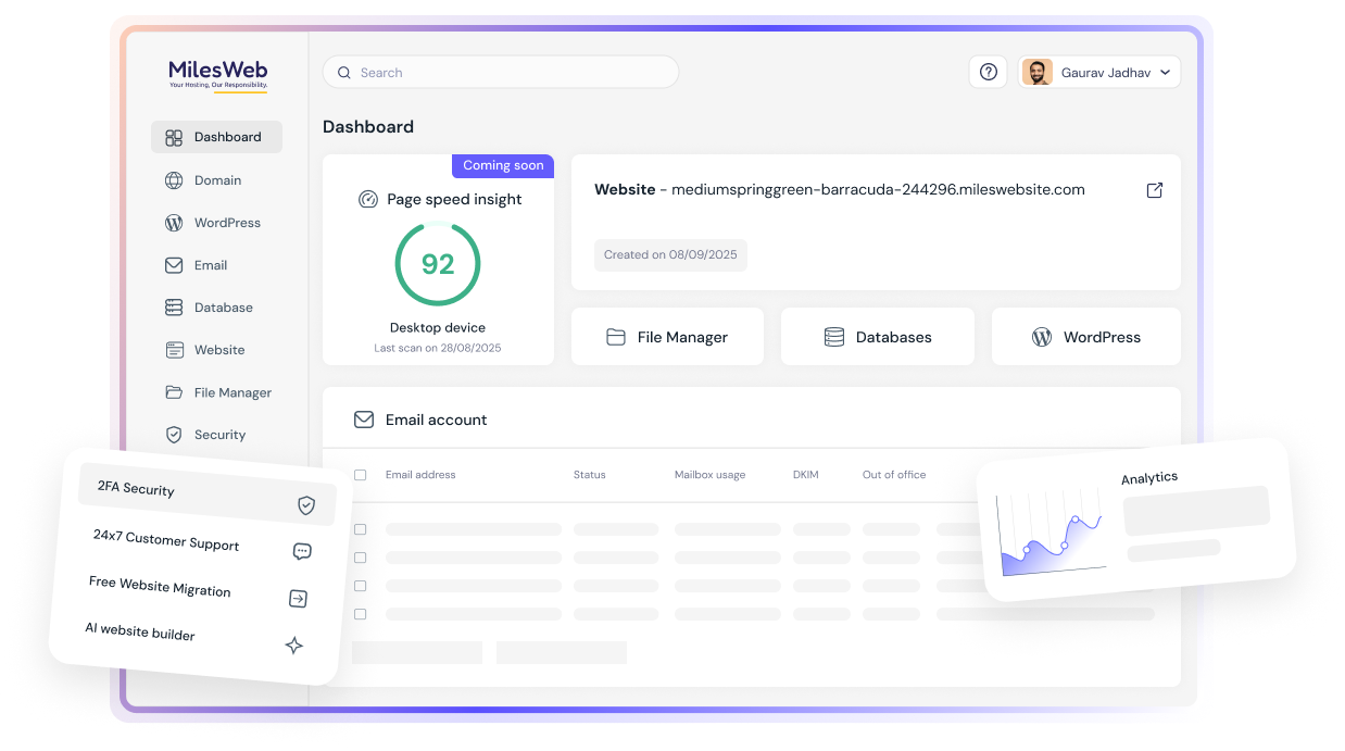 Refined mPanel for seamless hosting management | MilesWeb India