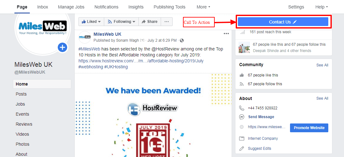 Facebook business page