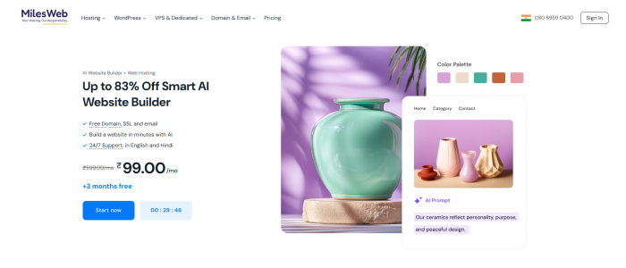 MilesWeb’s AI Website Builder