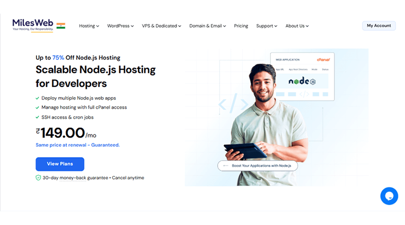 MilesWeb NodeJS Hosting