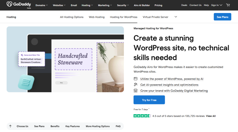 godaddy-best-free-wordpress-hosting-provider
