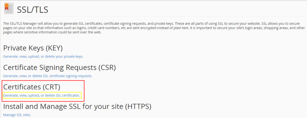 cPanel- CRT