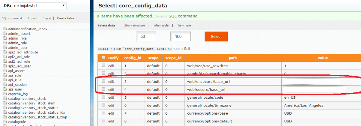 Modify configurations