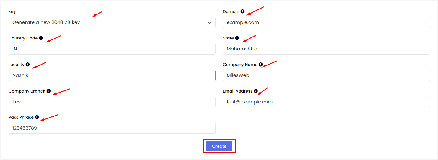 create/generate certificate signing request csr in webuzo