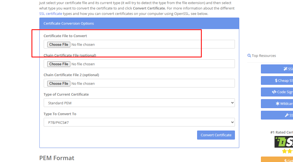 Upload Certificate