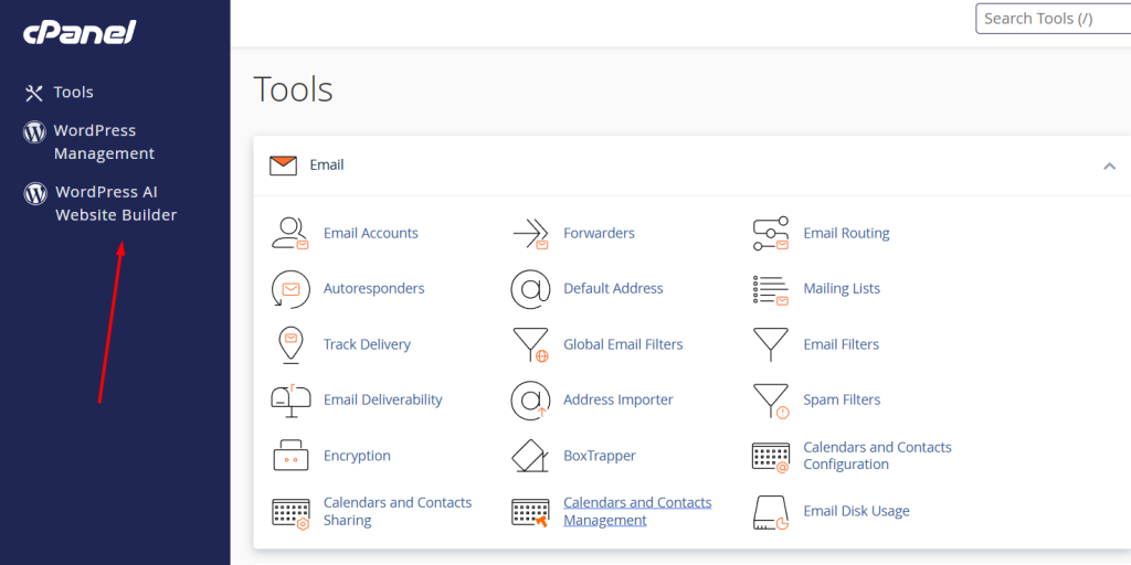 Navigate to the cPanel dashboard